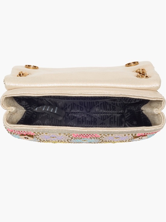 Kurt Geiger Multicolor Crystal-Embellished Shoulder Bag with Gold Chain